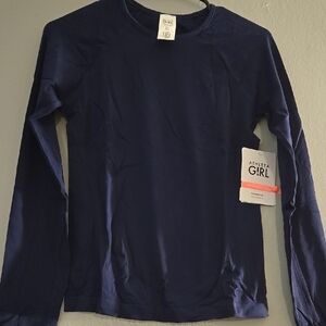 Athleta Blue Long Sleeve Tee Crew Neck Relaxed Fit